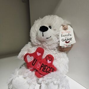 Ganz White Teddy Bear with Red Puzzle Piece